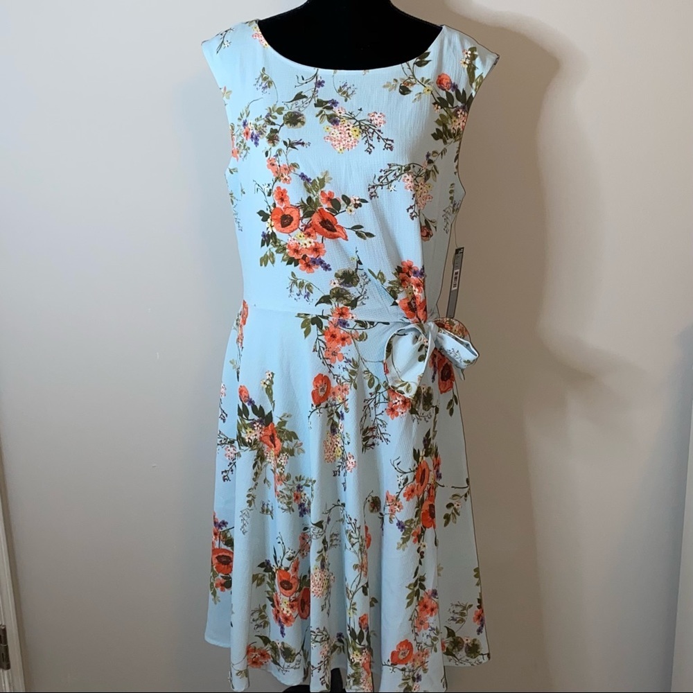 Chelsea Rose Blue Floral Sheath Dress NWT